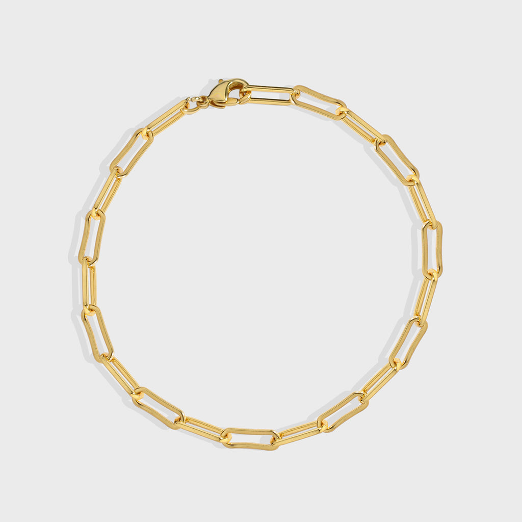 B0080 Ornament Unisex Fashion Simple gold Paperclip Chain Bracelet