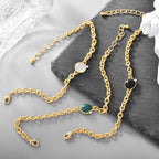 B0036 Exaggerated Natural Stone Round Bracelet for Women Bohemian Thick Chain Short Jewelry