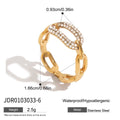 Cubic Zirconia Stainless Steel Ring in Gold-Tone styled for independent jewelry boutiques