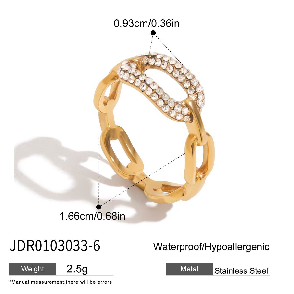 2H Zirconia Ring Non-Fading Jewelry Stainless Steel Ring ring