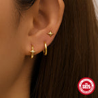 S925Sterling Silver Inlaid Diamond Star Moon Horse Eye Stud Earrings Hoop Earrings Hot-Selling Trendy Earrings Set
