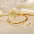 2H French Style Design18K Gold Plated Bracelet Women's Fashion Versatile Stainless Steel Open Bracelet