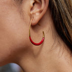 Stainless Steel Oil Drip Water Drop C Hoop Earrings Jewelry Accessories