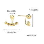 E0385 Front and Back Hanging Round Bead Earrings for Women Fashionable Metal Minimalist Gold Bean Smile Earrings