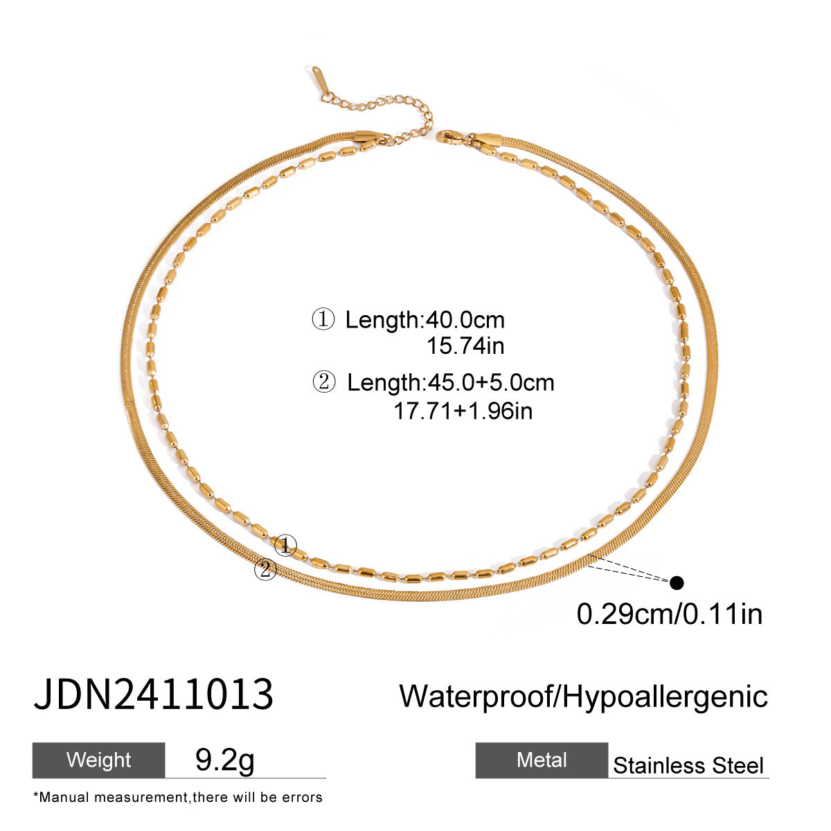 Double Layer Stacked Necklace Collarbone Chain Stainless Steel Jewelry Non-Fading