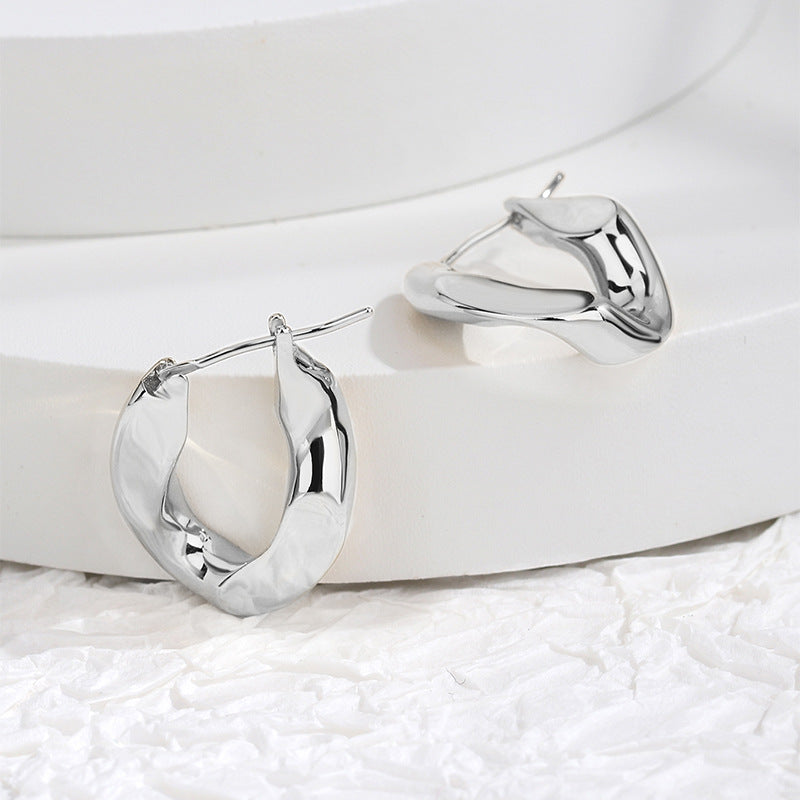 E0340 Minimalist Geometric Egg-shaped Earrings Minimalist Personality Metal Cyberpunk Earrings Accessories