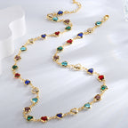 N0255 Design Colorful Heart-Shaped Zircon Necklace for Women Summer Collarbone Chain