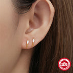 New S925Sterling Silver Stud Earrings V Full Diamond Star Flower Earrings Korean and Japanese Fashion Cute Bowknot Earrings for Women