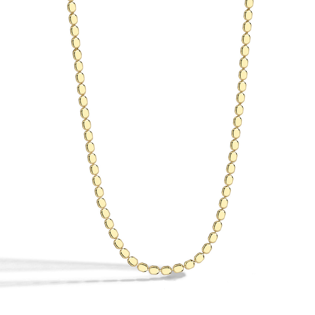 N0087 Fashion Style18K Gold Plated Bead Chain Necklace Oval Flat Bead Chain Choker Women's Jewelry