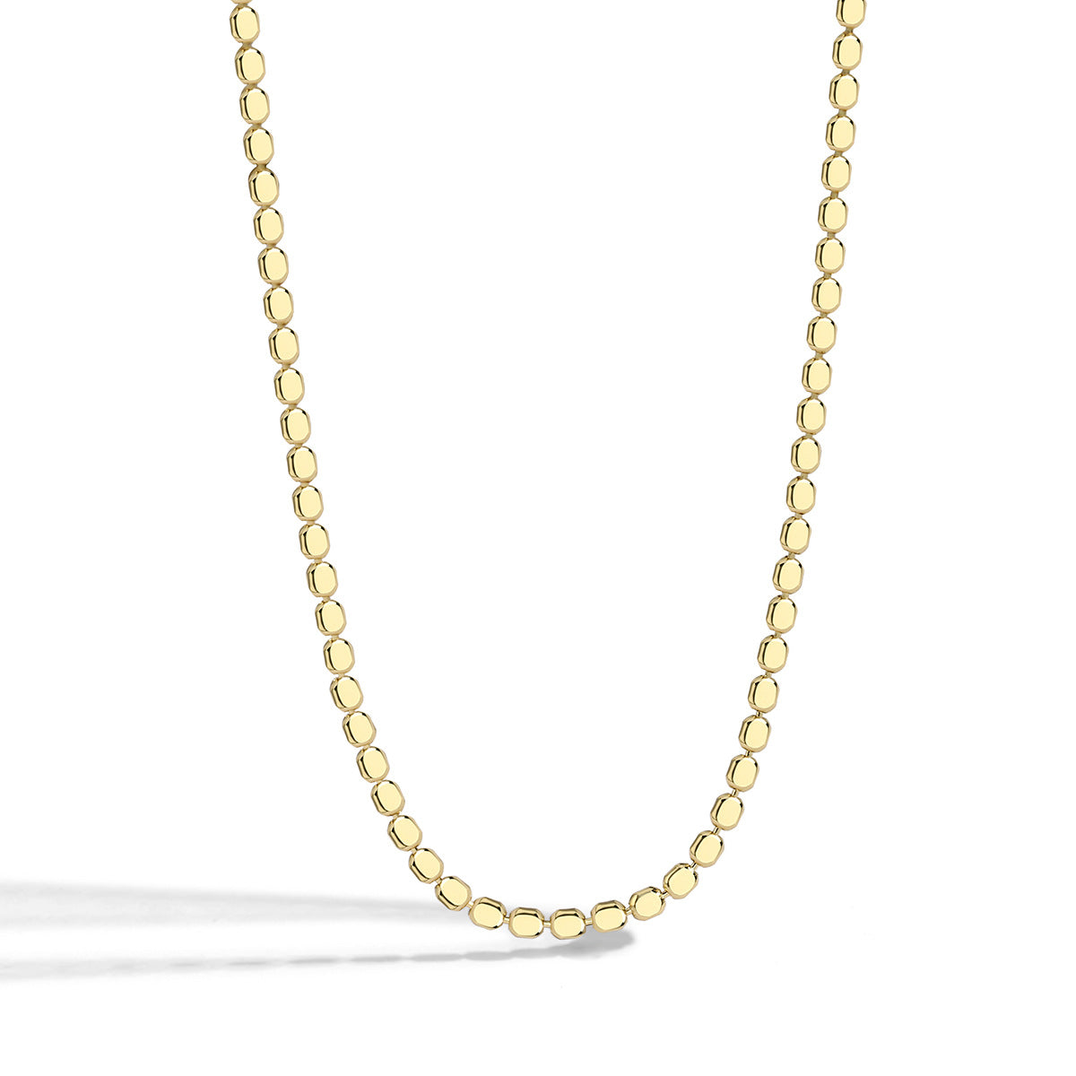 N0087 Fashion Style18K Gold Plated Bead Chain Necklace Oval Flat Bead Chain Choker Women's Jewelry