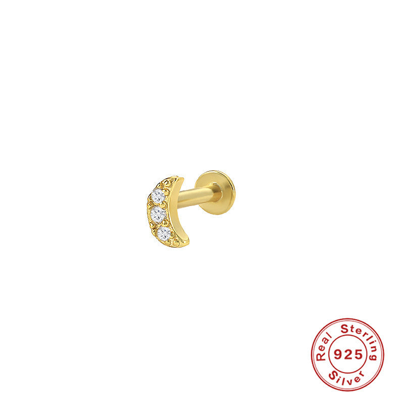 S925Sterling Silver Creative Geometric Flower Flat Head Threaded Piercing Earrings Hot Selling Ear Bone Studs