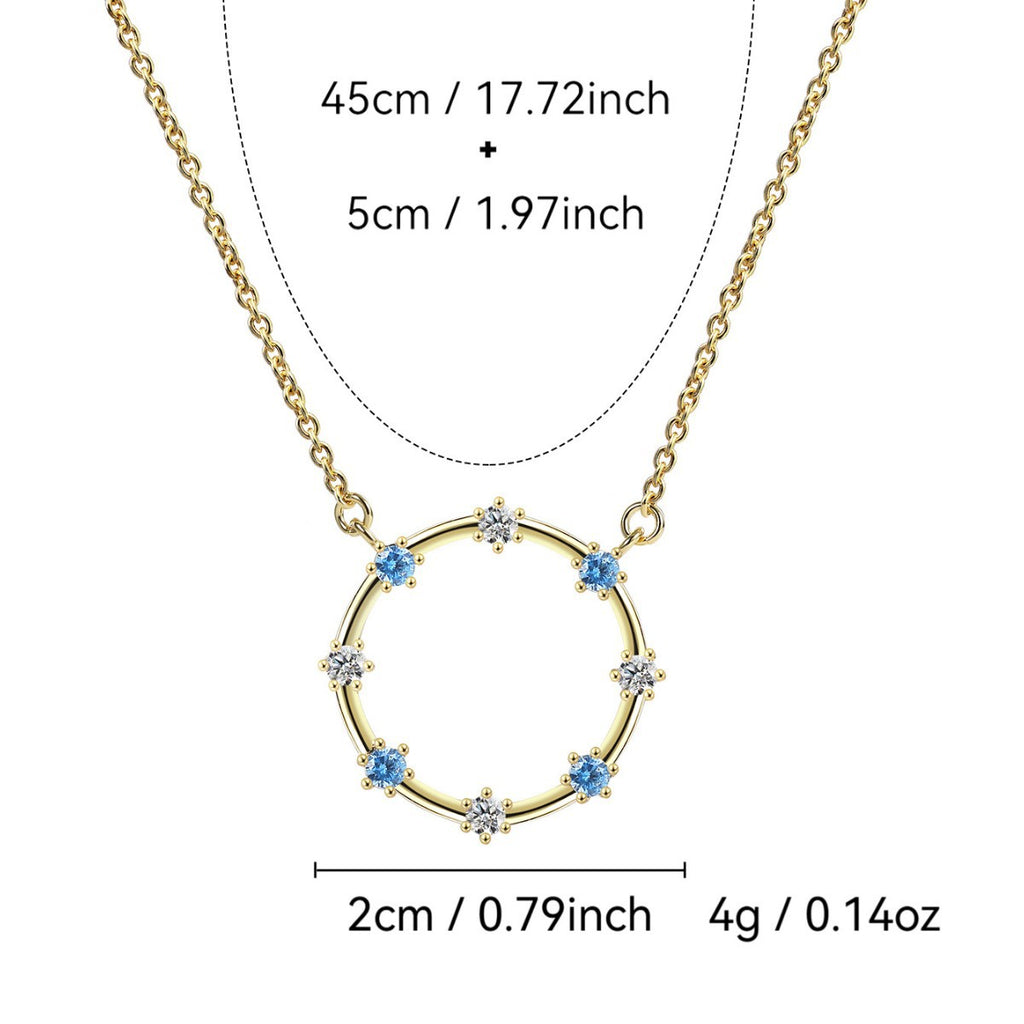 N0158 Minimalist Circle Inlaid Zircon Necklace Design Sense Circle Pendant Fashion Collarbone Chain