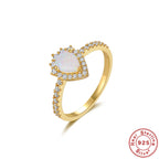 S925Sterling Silver Opal Square Diamond Engagement Ring Hot-Selling Daily Wear Ring Index Finger Ring