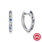 S925Sterling Silver Earrings for Women Fashion Star Moon Inlaid Diamond Hoop Earrings Ear Clips