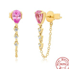 S925Sterling Silver Colorful Water Drop Zircon Earrings Hot Selling Tassel Diamond Chain Earrings Earrings Stud Earrings