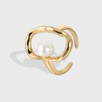 R0110 French Fashion Adjustable Ring Personality Open Ring Design Shell Pearl Ring for Women
