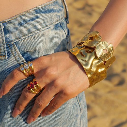 18K Gold-Plated Brass Sculptural Asymmetric Bracelet for private-label fashion jewelry buyers