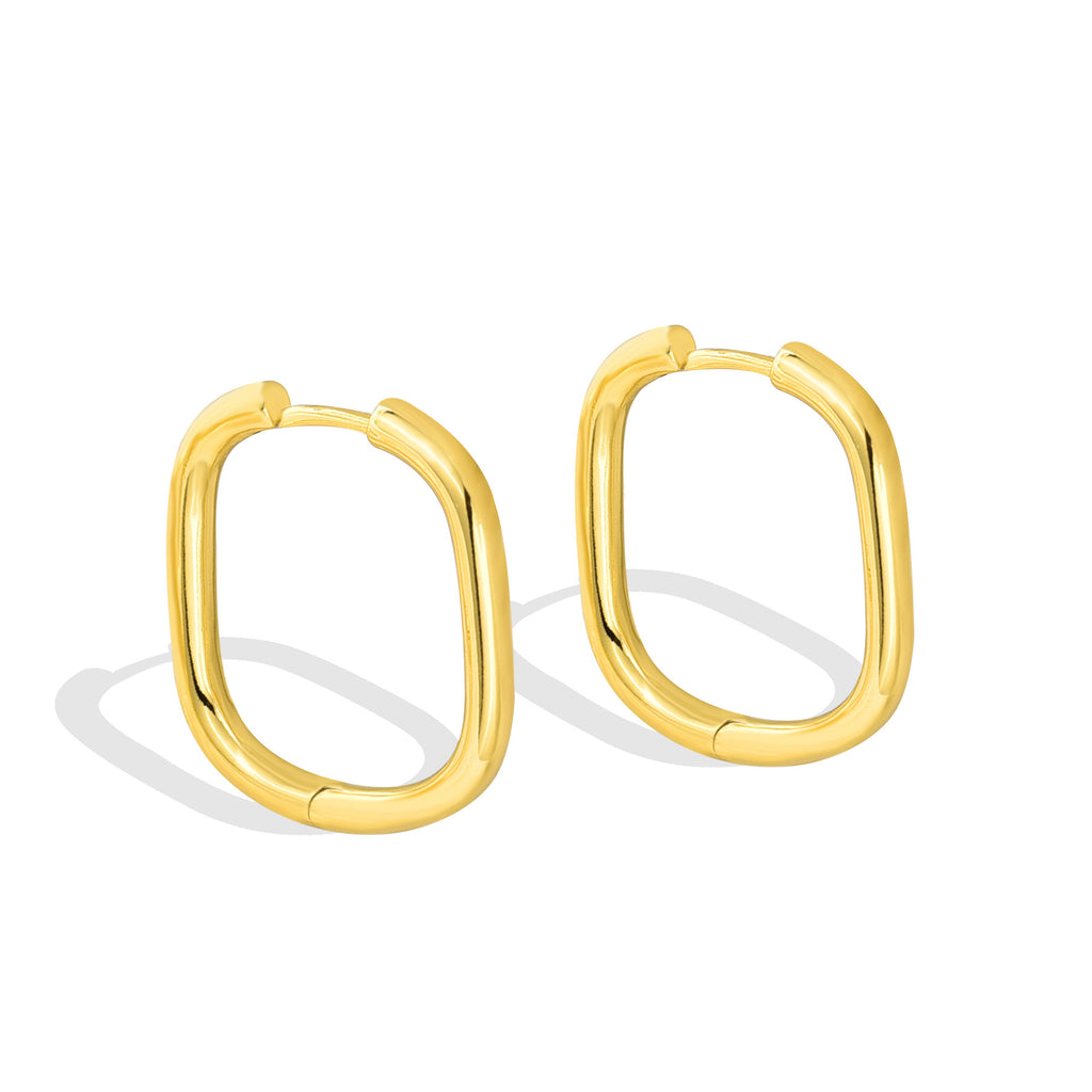 Gold-Plated Brass Geometric Oval Earrings styled for independent jewelry boutiques