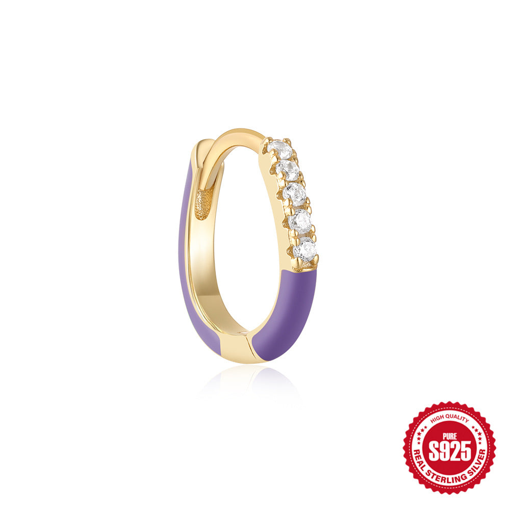 Sterling Silver925Oil Drop Irregular Hoop Earrings for Women Summer Colorful Dopamine Jewelry Earrings earring