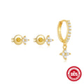 925 Sterling Silver Inlaid Zircon Star Moon Horse Eye Earrings — product style photo 12 — jewelry finish and design detail