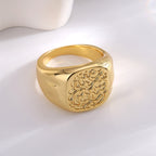 Gold-Plated Brass Asymmetric Ring with Minimalist Detail in a gold-tone brass finish