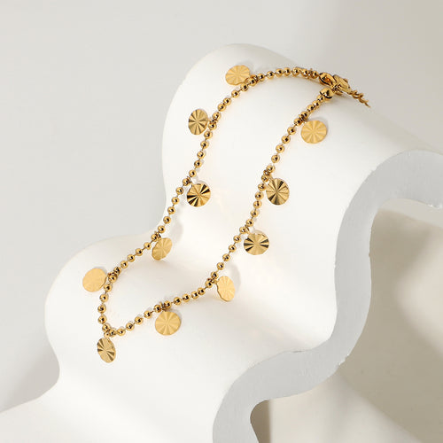 18K Gold-Tone Floral Beaded Pendant Stainless Steel Necklace featuring floral detailing