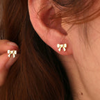 SE0318 S925Dongdaemun Retro Bowknot Stud Earrings Fashion Earrings