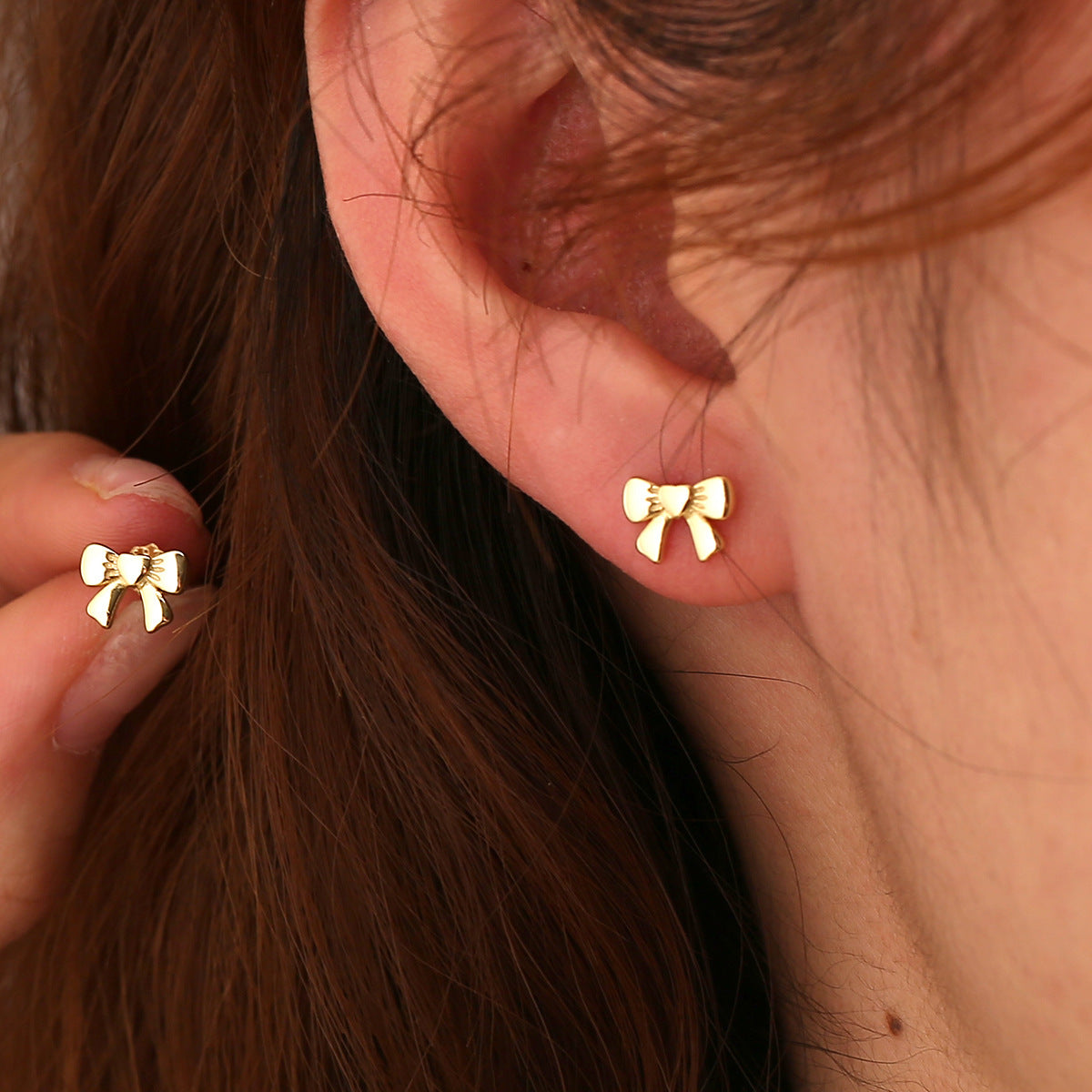 SE0318 S925Dongdaemun Retro Bowknot Stud Earrings Fashion Earrings