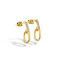 Gold-Plated Brass Oval Zircon Earrings — design detail — jewelry finish and design detail