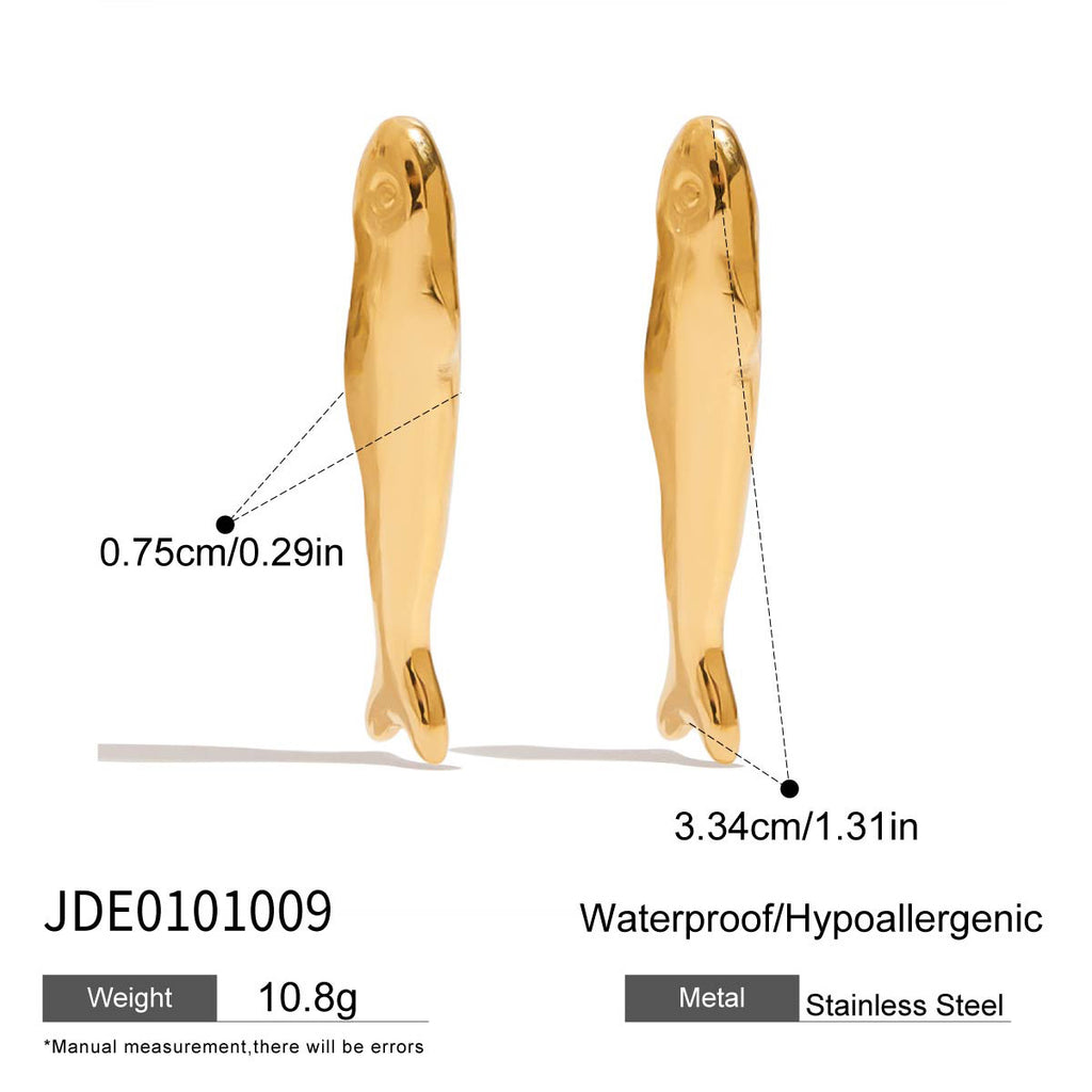 2H Stainless Steel Fish Earrings Ear Jewelry Design Sense Stud Earrings Accessories