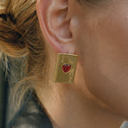 Heart-shaped Earrings Playing Cards Stainless Steel Zircon Ring Bracelet Non-fading Jewelry