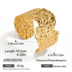 Stainless Steel Hammered Hollow Bracelet Smooth Round Ring Jewelry Non-Fading