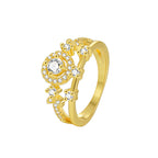 R0543 Fashion Retro Ring for Women, Brass Gold-Plated with Zircon, Elegant