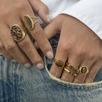 Stainless Steel Tiger Eye Stone Ring Natural Stone Product rings