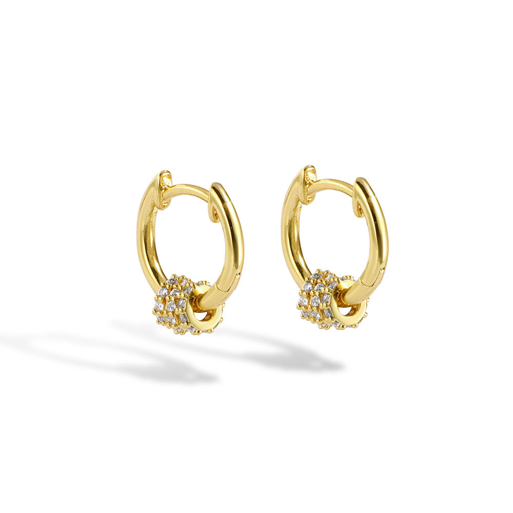 E0081 Fashion Diamond-Studded Multi-Hoop Earrings for Women, Stone-Studded Hoop Earrings, gold Export Small Accessories