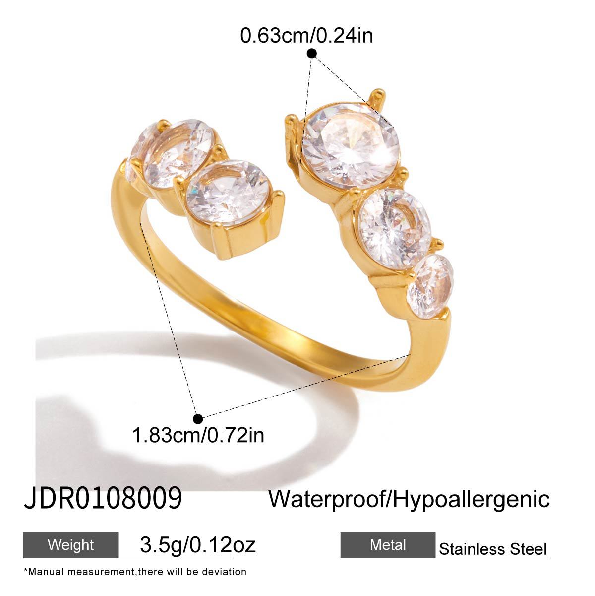 Zircon Ring Jewelry for Women, Non-Fading Stainless Steel Jewelry