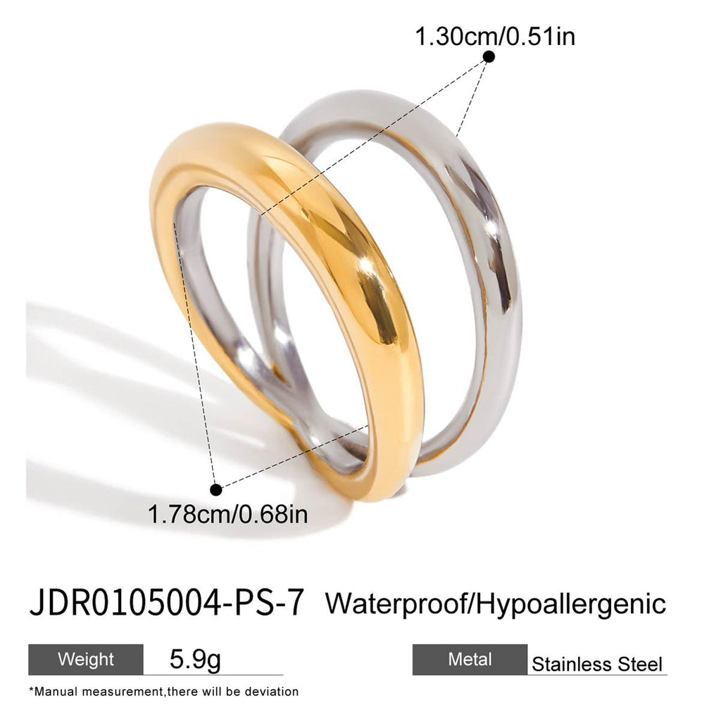 Color Block Ring Non-Fading Jewelry Stainless Steel Accessories for Women