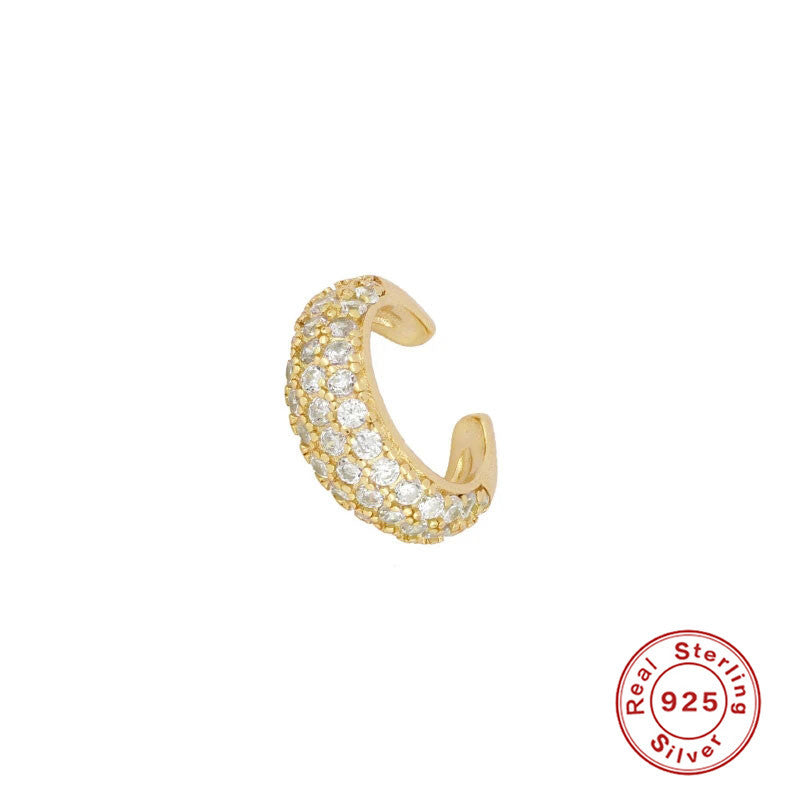 S925Sterling Silver c Non-Pierced Diamond-Studded Pattern Ear Clips Earrings Hot Sale Trendy Non-Pierced Ear Cuffs