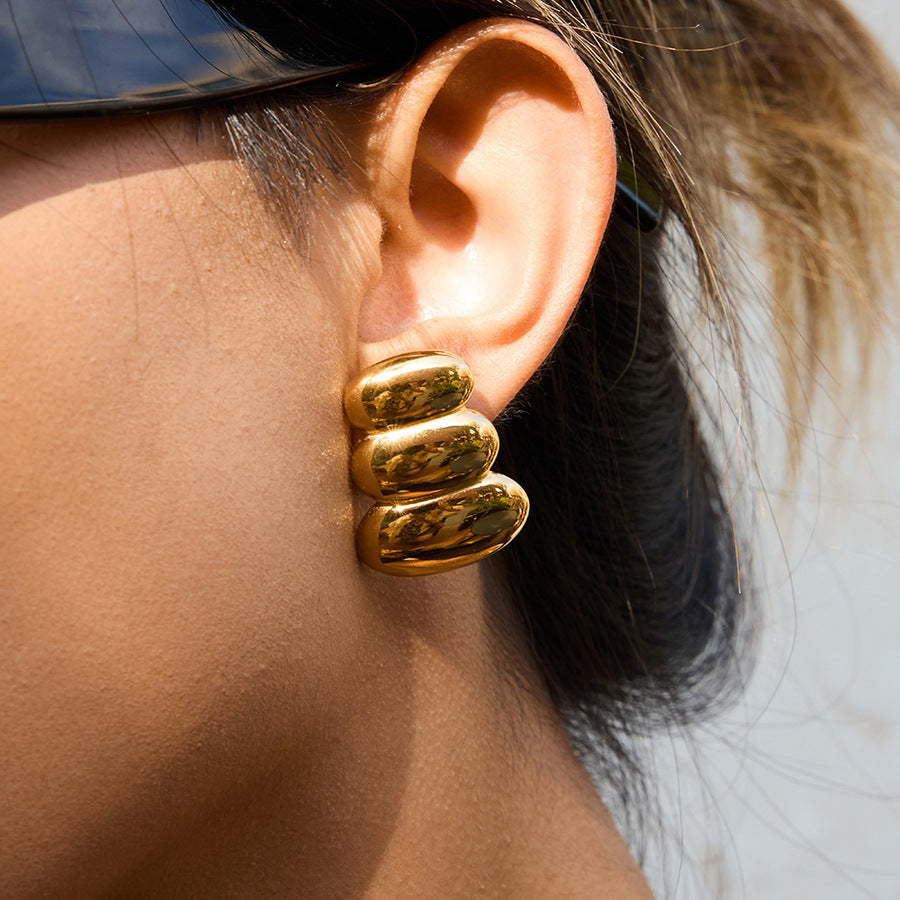 18K Gold Stainless Steel Earrings Ear Studs Design Sense Jewelry