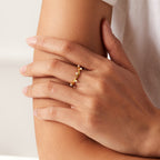 2H French Style Women's Fashion Versatile Ring18K Gold-plated Irregular Inlaid White Pearl Open Ring