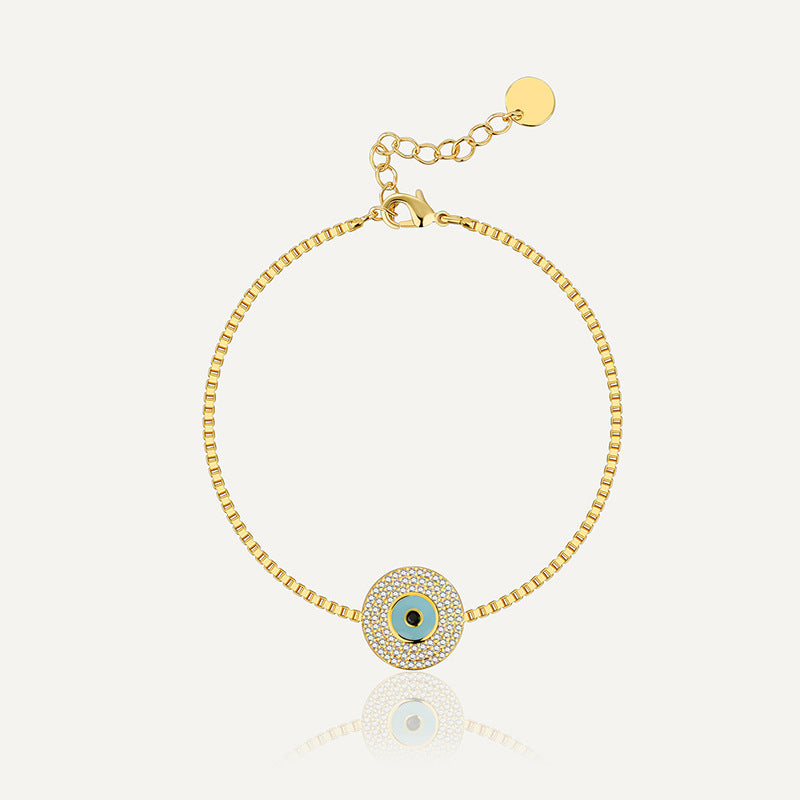 B0154 Creative Design Bracelet for Women with Eye Resin Micro Inlay White Zircon Demon Eye