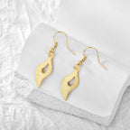 E0208 18K Gold Long Sandblasted Leaf Earrings Tassel Earrings for Women Brass Gold Plated Vietnam Sand Gold Ear Hooks