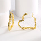 E0571 Fashionable Simple Design Heart-shaped Earrings Copper Gold-plated Irregular Texture Stud Earrings