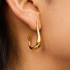 2H Stainless Steel U Shape C Hoop Earrings Stud Earrings Non-Fading Jewelry Ear Accessories