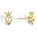SE0271 Crown Heart Earrings for Women925Sterling Silver Ear Piercing Earrings Design Sense Ear Jewelry