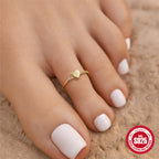 S925Sterling Silver Inlaid Diamond Adjustable Open Toe Ring Hot-Selling Summer Beach Toe Ring Foot Jewelry