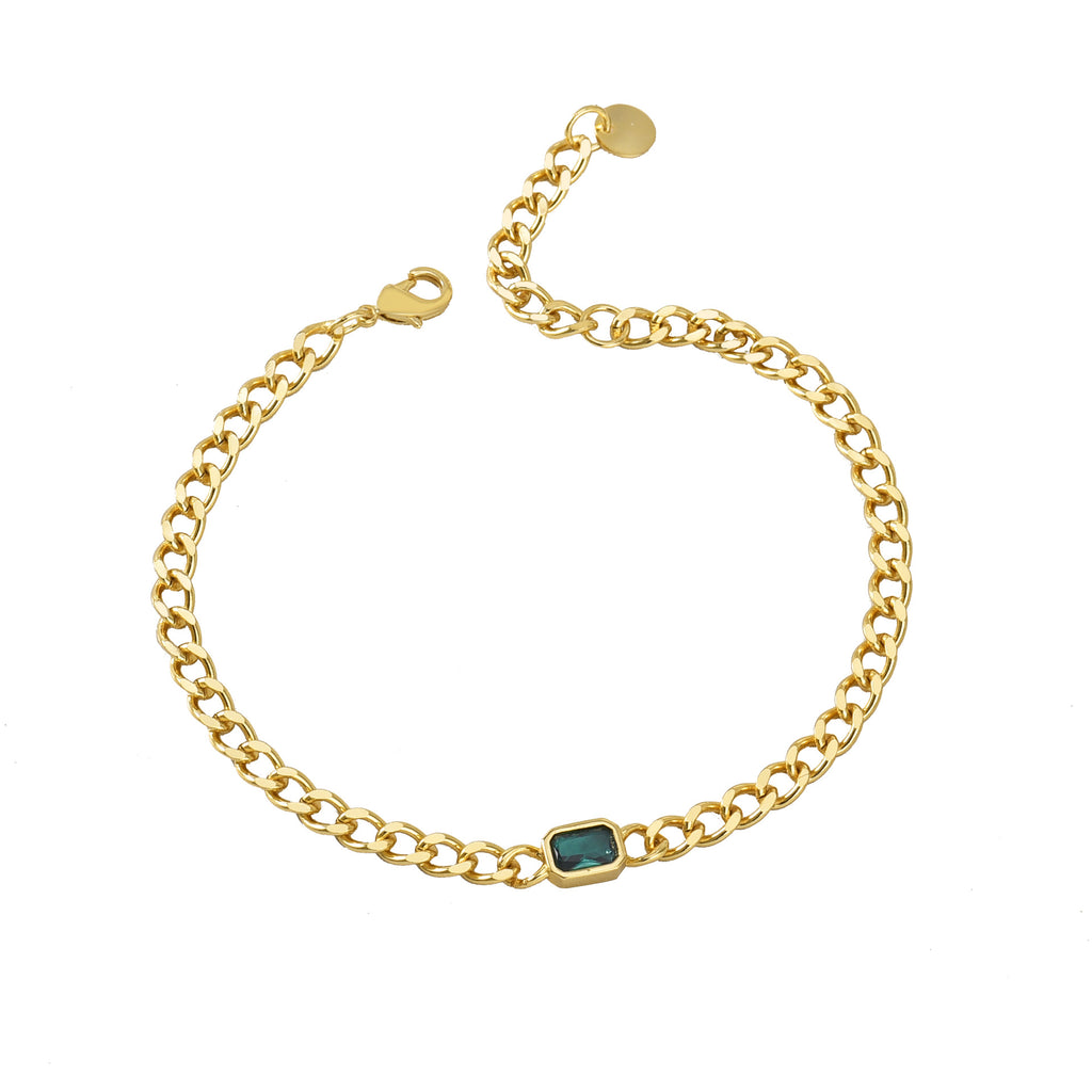 B0070 Wind Bracelet Emerald Tank Chain Bracelet Jewelry