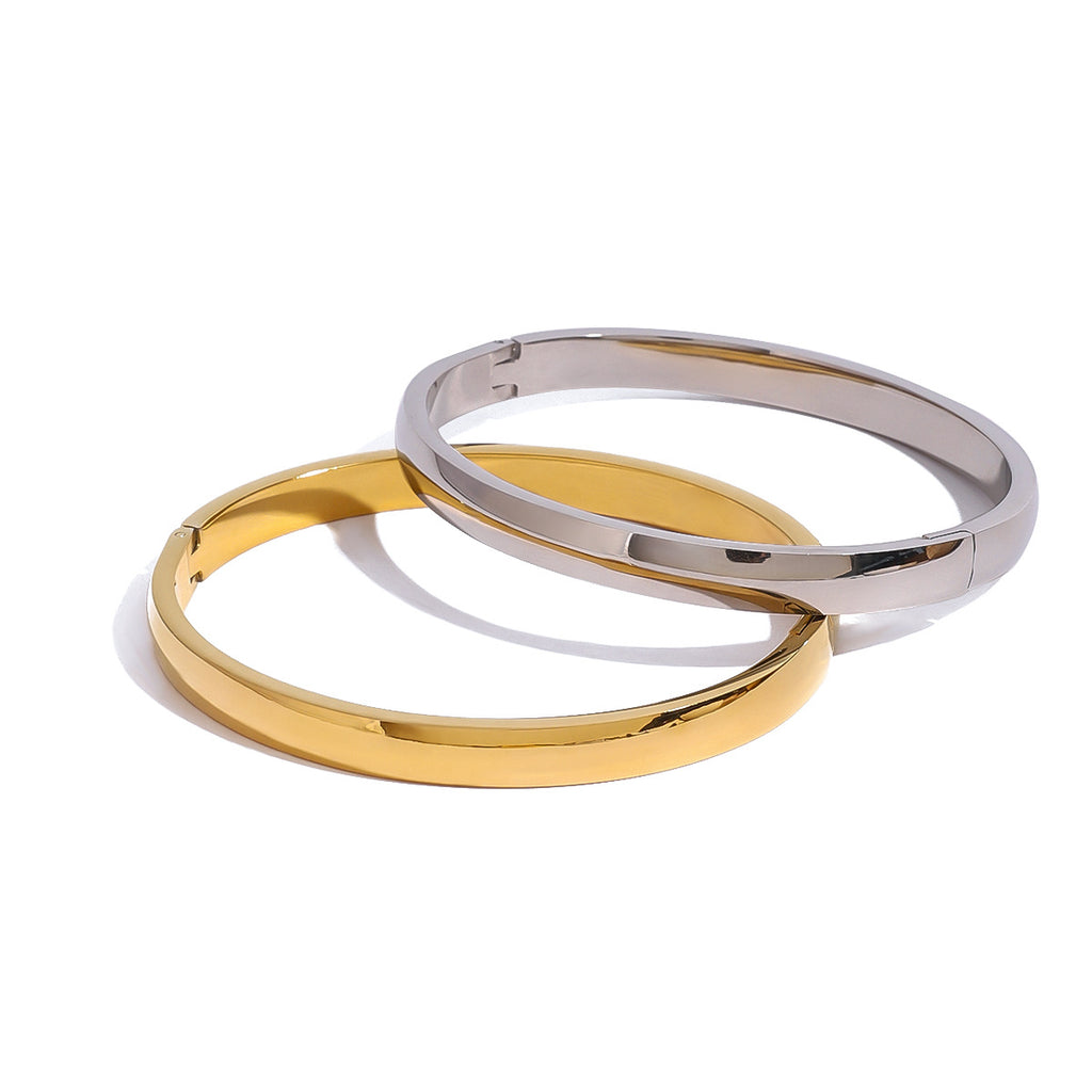 Stainless Steel Plain Ring Bracelet Smooth Clasp Bangle Bracelet