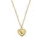 N0294 Simple Versatile Heart Pendant Necklace for Women Brass Gold-Plated Smooth Surface 3D Heart Fashion Necklace