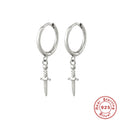 Cross Evil Eye Moon 925 Sterling Silver Earrings — fastening detail — alternate angle 2 — jewelry finish and design detail